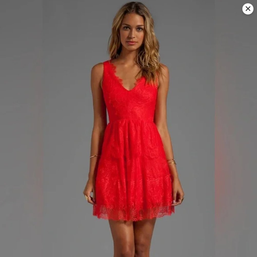 BCBG Red Lace Willa Dress - M